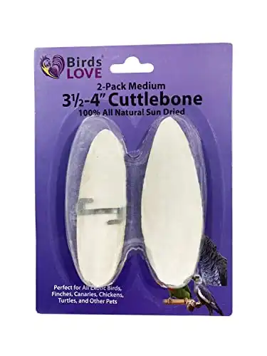 Birds LOVE Cuttlebone for Birds - Cuttlebone for Tortoise & Snails, Bird Cuttlebone for Parakeet & All Breeds, Calcium Block for Birds Alternative - Pack of 2 Cuttlefish Bone - Medium, 3.5 to ...