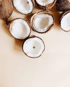 Coconuts split in half